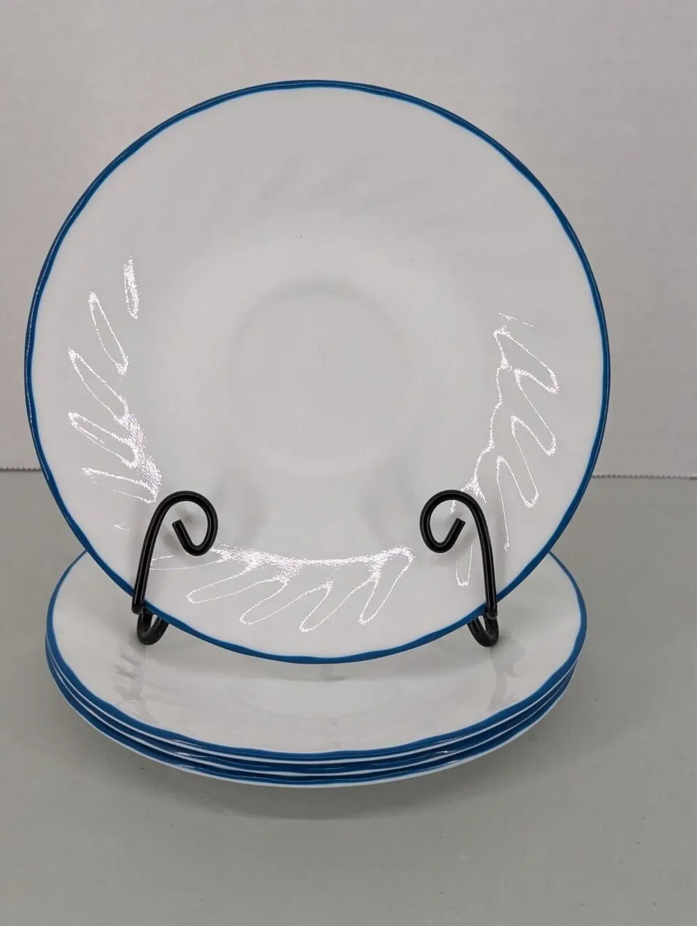 Vintage CORELLE Saucers Blue Velvet Blue Roses Set Of 4 Retired